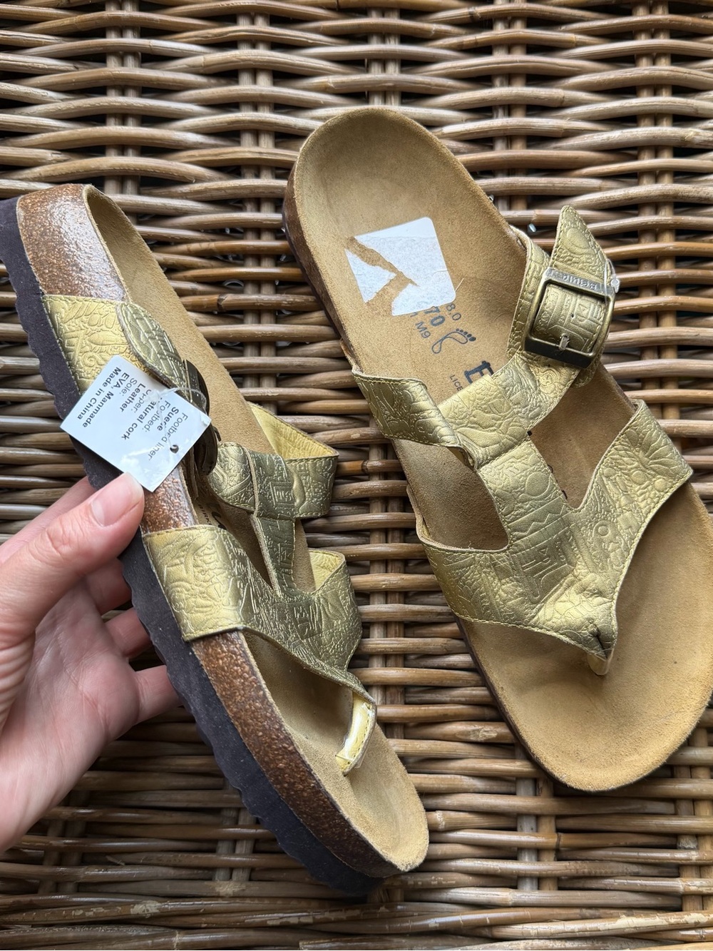NWT Betula By Birkenstock Sandals Gold Egyptian Print Womens Size 42 11 US Egypt